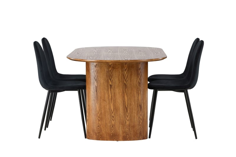 Spisegruppe Venture Home Isolde spisegruppe 180 cm oval med 4 Polar-stoler Svart/Natur - Møbler - Bord - Spisegruppe