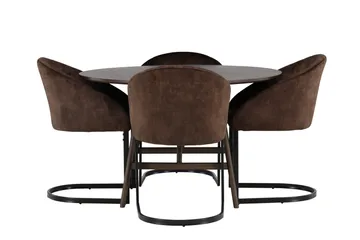 Spisegruppe Venture Home Kaseidon spisegruppe 100 cm rund med 4 Evening-stoler Svart/Brun - Møbler - Bord - Spisegruppe