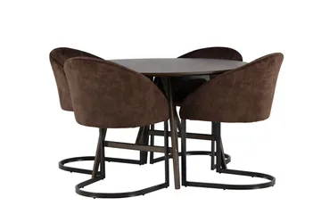 Spisegruppe Venture Home Kaseidon spisegruppe 100 cm rund med 4 Evening-stoler Svart/Brun - Møbler - Bord - Spisegruppe