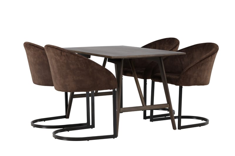 Spisegruppe Venture Home Kaseidon spisegruppe 120 cm rektangulær med 4 Evening-stoler Mørk brun - Møbler - Bord - Spisegruppe