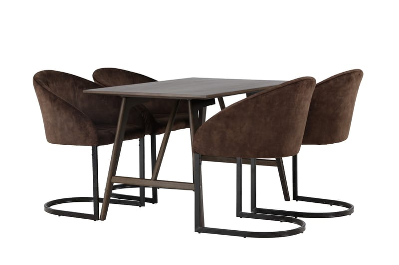 Spisegruppe Venture Home Kaseidon spisegruppe 120 cm rektangulær med 4 Evening-stoler Mørk brun - Møbler - Bord - Spisegruppe