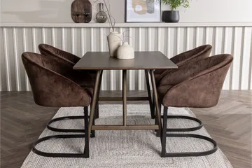 Spisegruppe Venture Home Kaseidon spisegruppe 120 cm rektangulær med 4 Evening-stoler Mørk brun - Møbler - Bord - Spisegruppe