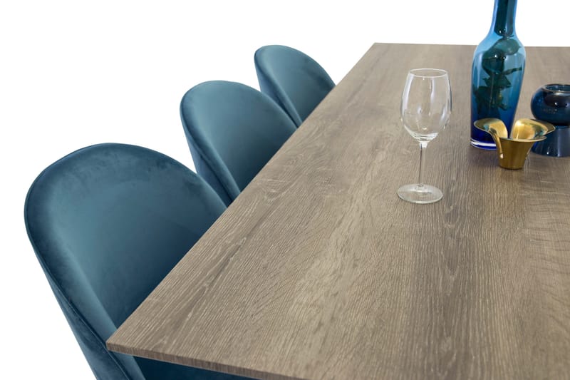 Spisegruppe Venture Home Marina spisegruppe 180 cm rektangulær med 6 Velvet-stoler Svart/blå/Grå - Møbler - Bord - Spisegruppe