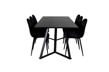 Spisegruppe Venture Home Marina spisegruppe 180 cm rektangulær med 6 Polar-stoler Svart - Møbler - Bord - Spisegruppe