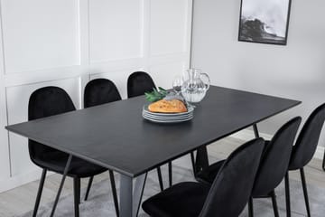 Spisegruppe Venture Home Marina spisegruppe 180 cm rektangulær med 6 Polar-stoler Svart - Møbler - Bord - Spisegruppe