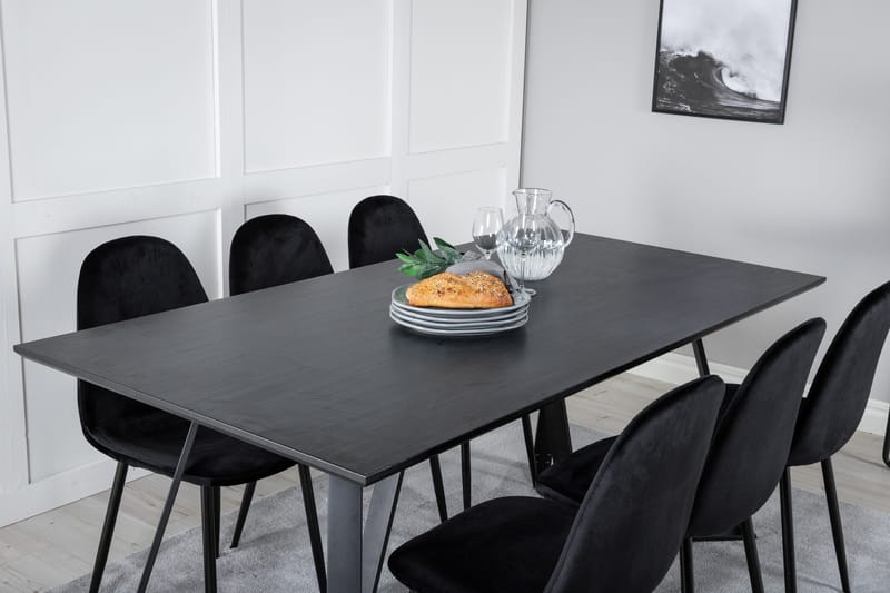 Spisegruppe Venture Home Marina spisegruppe 180 cm rektangulær med 6 Polar-stoler Svart - Møbler - Bord - Spisegruppe