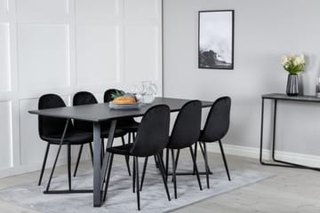 Spisegruppe Venture Home Marina spisegruppe 180 cm rektangulær med 6 Polar-stoler Svart - Møbler - Bord - Spisegruppe
