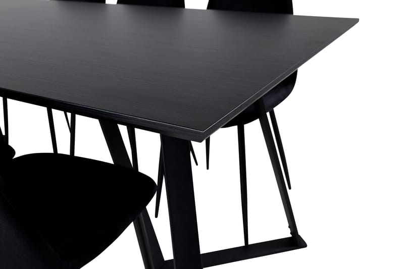 Spisegruppe Venture Home Marina spisegruppe 180 cm rektangulær med 6 Polar-stoler Svart - Møbler - Bord - Spisegruppe