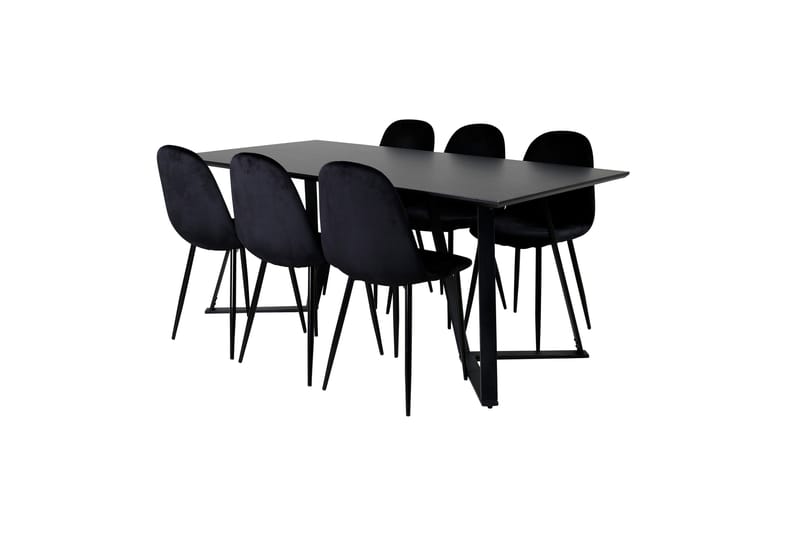 Spisegruppe Venture Home Marina spisegruppe 180 cm rektangulær med 6 Polar-stoler Svart - Møbler - Bord - Spisegruppe