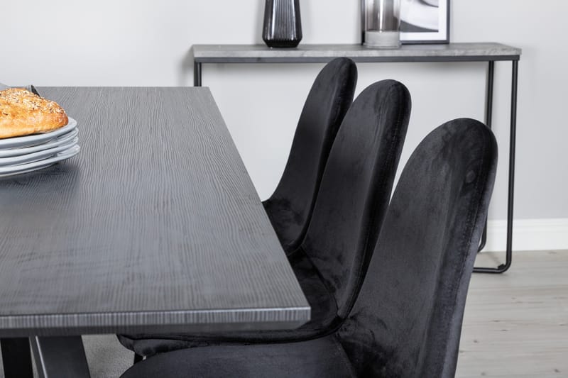 Spisegruppe Venture Home Marina spisegruppe 180 cm rektangulær med 6 Polar-stoler Svart - Møbler - Bord - Spisegruppe