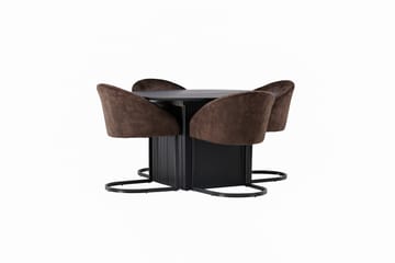 Spisegruppe Venture Home Matilda spisegruppe 130 cm rund med 4 Evening-stoler Svart/mørk brun - Møbler - Bord - Spisegruppe