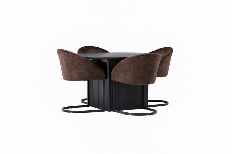 Spisegruppe Venture Home Matilda spisegruppe 130 cm rund med 4 Evening-stoler Svart/mørk brun - Møbler - Bord - Spisegruppe