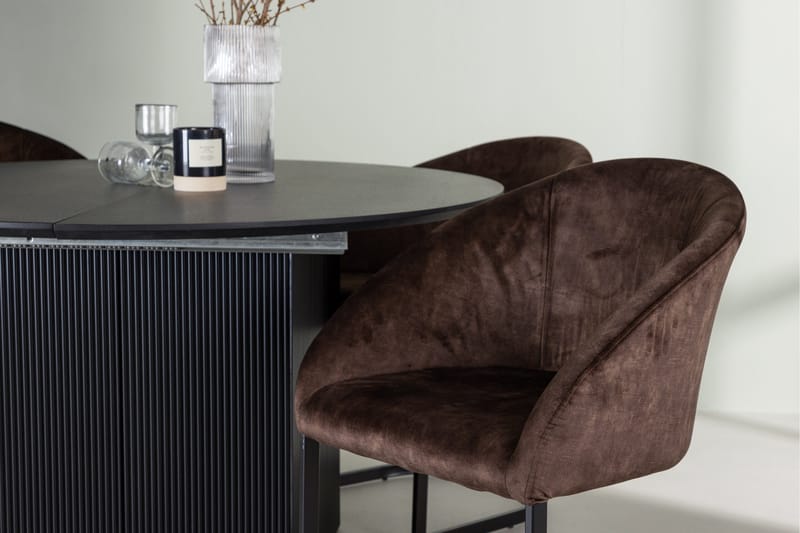 Spisegruppe Venture Home Matilda spisegruppe 130 cm rund med 4 Evening-stoler Svart/mørk brun - Møbler - Bord - Spisegruppe