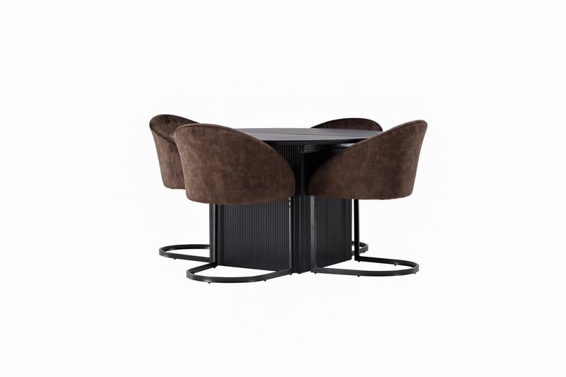 Spisegruppe Venture Home Matilda spisegruppe 130 cm rund med 4 Evening-stoler Svart/mørk brun - Møbler - Bord - Spisegruppe
