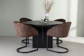 Spisegruppe Venture Home Matilda spisegruppe 130 cm rund med 4 Evening-stoler Svart/mørk brun - Møbler - Bord - Spisegruppe
