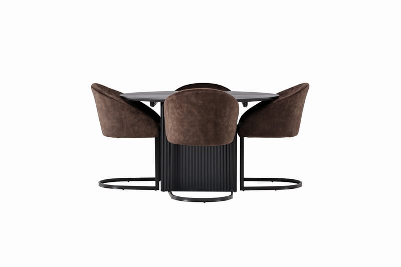 Spisegruppe Venture Home Matilda spisegruppe 130 cm rund med 4 Evening-stoler Svart/mørk brun - Møbler - Bord - Spisegruppe