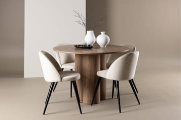 Spisegruppe Venture Home Olivia spisegruppe 110 cm rund med 4 Velvet-stoler Mocca/Beige/Svart - Møbler - Bord - Spisegruppe