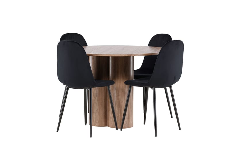 Spisegruppe Venture Home Olivia spisegruppe 110 cm rund med 4 Polar-stoler Mocca/Svart/Svart - Møbler - Bord - Spisegruppe