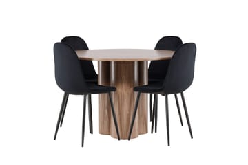 Spisegruppe Venture Home Olivia spisegruppe 110 cm rund med 4 Polar-stoler Mocca/Svart/Svart - Møbler - Bord - Spisegruppe