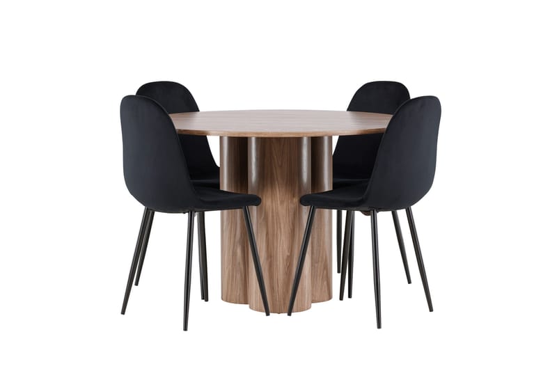 Spisegruppe Venture Home Olivia spisegruppe 110 cm rund med 4 Polar-stoler Mocca/Svart/Svart - Møbler - Bord - Spisegruppe