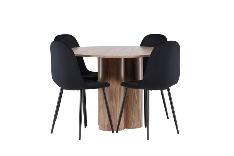 Spisegruppe Venture Home Olivia spisegruppe 110 cm rund med 4 Polar-stoler Mocca/Svart/Svart - Møbler - Bord - Spisegruppe
