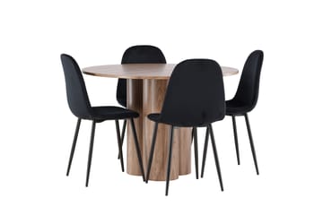 Spisegruppe Venture Home Olivia spisegruppe 110 cm rund med 4 Polar-stoler Mocca/Svart/Svart - Møbler - Bord - Spisegruppe