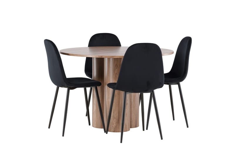 Spisegruppe Venture Home Olivia spisegruppe 110 cm rund med 4 Polar-stoler Mocca/Svart/Svart - Møbler - Bord - Spisegruppe