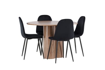 Spisegruppe Venture Home Olivia spisegruppe 110 cm rund med 4 Polar-stoler Mocca/Svart/Svart - Møbler - Bord - Spisegruppe