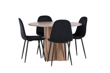 Spisegruppe Venture Home Olivia spisegruppe 110 cm rund med 4 Polar-stoler Mocca/Svart/Svart - Møbler - Bord - Spisegruppe