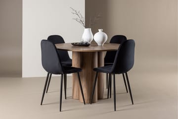 Spisegruppe Venture Home Olivia spisegruppe 110 cm rund med 4 Polar-stoler Mocca/Svart/Svart - Møbler - Bord - Spisegruppe