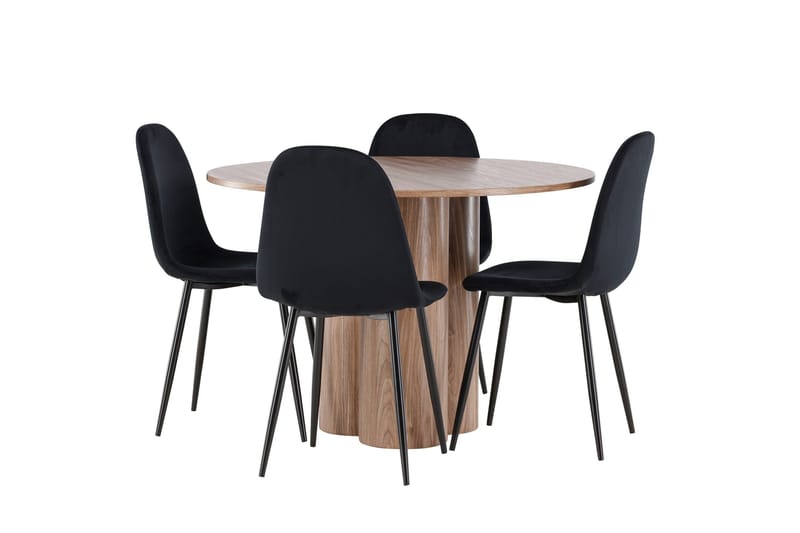 Spisegruppe Venture Home Olivia spisegruppe 110 cm rund med 4 Polar-stoler Mocca/Svart/Svart - Møbler - Bord - Spisegruppe