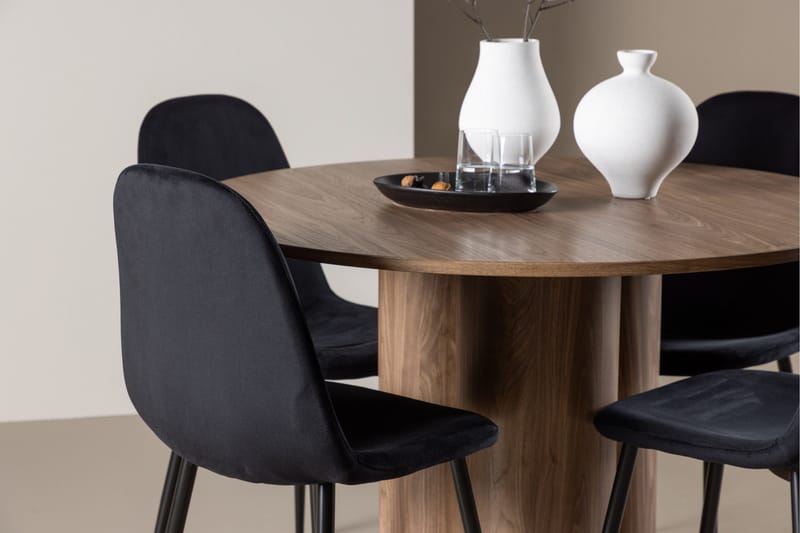 Spisegruppe Venture Home Olivia spisegruppe 110 cm rund med 4 Polar-stoler Mocca/Svart/Svart - Møbler - Bord - Spisegruppe