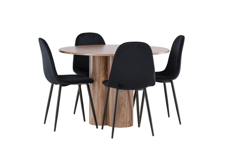 Spisegruppe Venture Home Olivia spisegruppe 110 cm rund med 4 Polar-stoler Mocca/Svart/Svart - Møbler - Bord - Spisegruppe