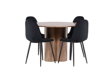 Spisegruppe Venture Home Olivia spisegruppe 110 cm rund med 4 Polar-stoler Mocca/Svart/Svart - Møbler - Bord - Spisegruppe