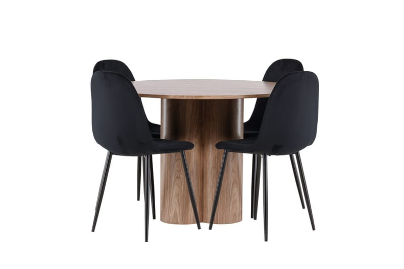 Spisegruppe Venture Home Olivia spisegruppe 110 cm rund med 4 Polar-stoler Mocca/Svart/Svart - Møbler - Bord - Spisegruppe