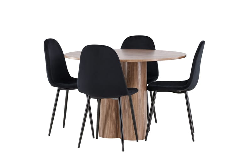 Spisegruppe Venture Home Olivia spisegruppe 110 cm rund med 4 Polar-stoler Mocca/Svart/Svart - Møbler - Bord - Spisegruppe