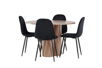 Spisegruppe Venture Home Olivia spisegruppe 110 cm rund med 4 Polar-stoler Mocca/Svart/Svart - Møbler - Bord - Spisegruppe
