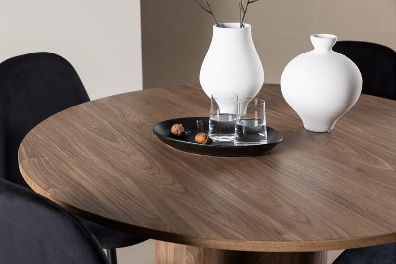 Spisegruppe Venture Home Olivia spisegruppe 110 cm rund med 4 Polar-stoler Mocca/Svart/Svart - Møbler - Bord - Spisegruppe