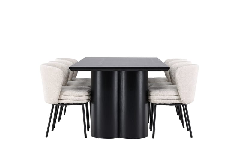 Spisegruppe Venture Home Olivia spisegruppe 210 cm rektangulær med 6 Agnes-stoler Svart/Hvit/Svart - Møbler - Bord - Spisegruppe