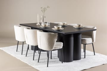 Spisegruppe Venture Home Olivia spisegruppe 210 cm rektangulær med 6 Agnes-stoler Svart/Hvit/Svart - Møbler - Bord - Spisegruppe