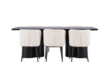Spisegruppe Venture Home Olivia spisegruppe 210 cm rektangulær med 6 Agnes-stoler Svart/Hvit/Svart - Møbler - Bord - Spisegruppe
