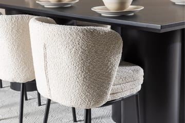Spisegruppe Venture Home Olivia spisegruppe 210 cm rektangulær med 6 Agnes-stoler Svart/Hvit/Svart - Møbler - Bord - Spisegruppe