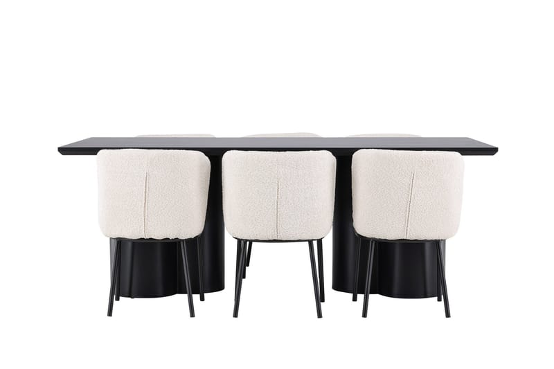 Spisegruppe Venture Home Olivia spisegruppe 210 cm rektangulær med 6 Agnes-stoler Svart/Hvit/Svart - Møbler - Bord - Spisegruppe