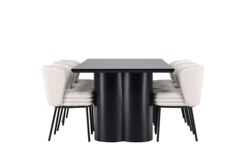 Spisegruppe Venture Home Olivia spisegruppe 210 cm rektangulær med 6 Agnes-stoler Svart/Hvit/Svart - Møbler - Bord - Spisegruppe