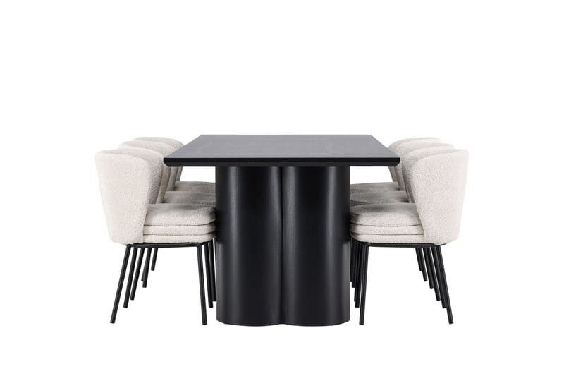 Spisegruppe Venture Home Olivia spisegruppe 210 cm rektangulær med 6 Agnes-stoler Svart/Hvit/Svart - Møbler - Bord - Spisegruppe