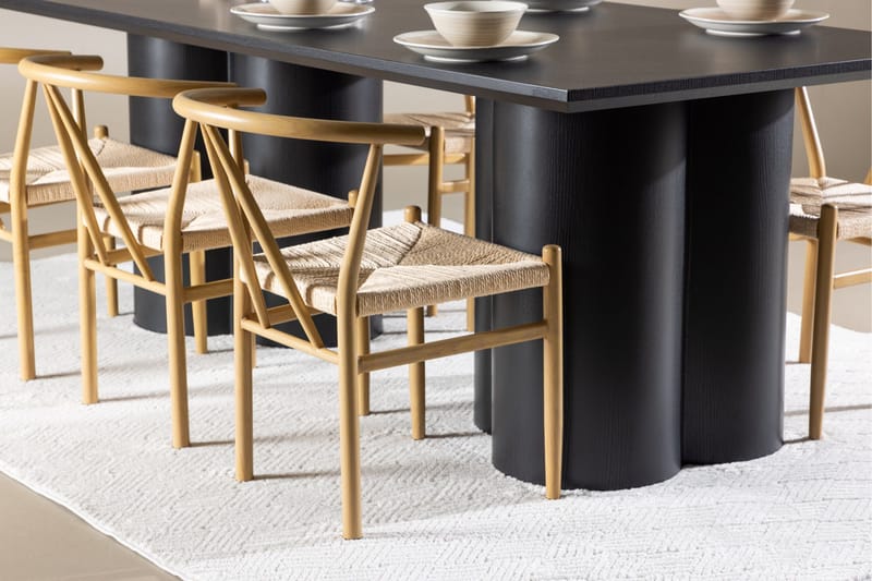 Spisegruppe Venture Home Olivia spisegruppe 210 cm rektangulær med 6 Alfons-stoler Svart/Beige/Brun - Møbler - Bord - Spisegruppe