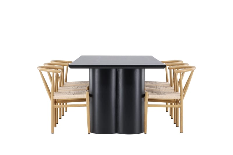 Spisegruppe Venture Home Olivia spisegruppe 210 cm rektangulær med 6 Alfons-stoler Svart/Beige/Brun - Møbler - Bord - Spisegruppe