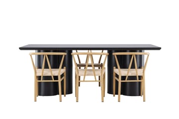 Spisegruppe Venture Home Olivia spisegruppe 210 cm rektangulær med 6 Alfons-stoler Svart/Beige/Brun - Møbler - Bord - Spisegruppe
