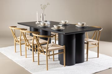 Spisegruppe Venture Home Olivia spisegruppe 210 cm rektangulær med 6 Alfons-stoler Svart/Beige/Brun - Møbler - Bord - Spisegruppe