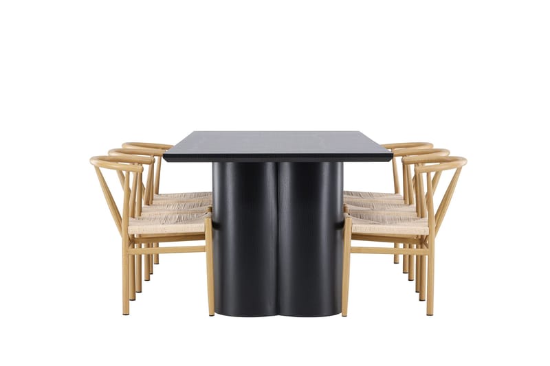 Spisegruppe Venture Home Olivia spisegruppe 210 cm rektangulær med 6 Alfons-stoler Svart/Beige/Brun - Møbler - Bord - Spisegruppe